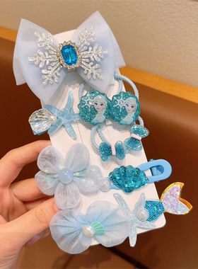 冰雪奇缘发夹Elsa发卡女孩小夹子套装儿童发饰蓝女童艾莎公主头饰