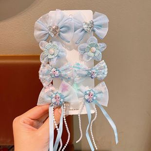冰雪奇缘发卡蝴蝶结新艾莎公主发饰儿童头花甜美可爱发夹女童头饰