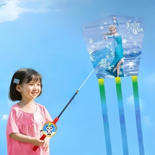 艾莎公主鱼竿卡通风筝带线冰雪奇缘玩具Elsa女王初学者儿童专用