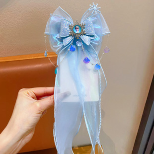 冰雪奇缘女童头纱发饰艾莎公主发夹头饰儿童飘带新Elsa女王发卡子