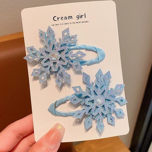 艾莎公主发夹女童雪花边夹