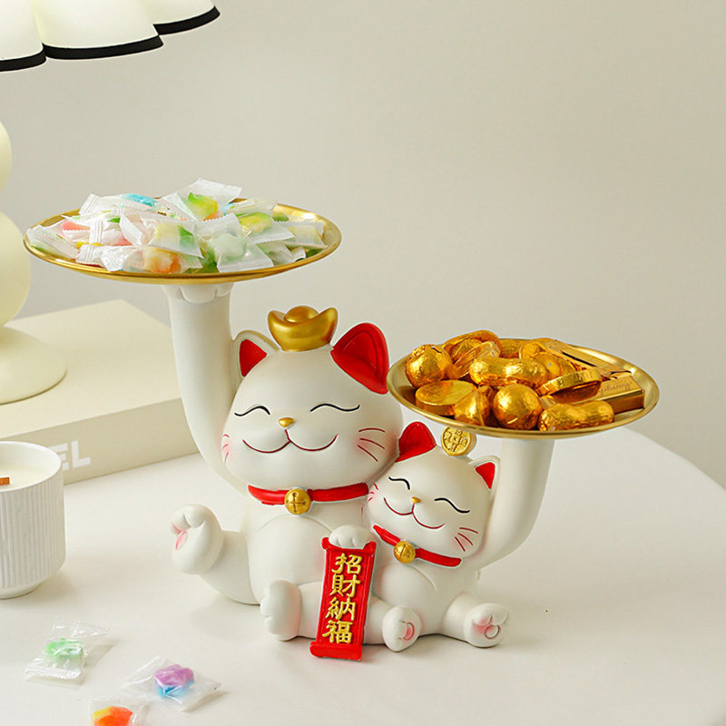 创意招财猫托盘家用客厅水果盘糖果盘子前台干果零食盘开业礼物,家居饰品,果盘/果篓,淘宝优惠券,粉丝福利购,淘宝优惠卷