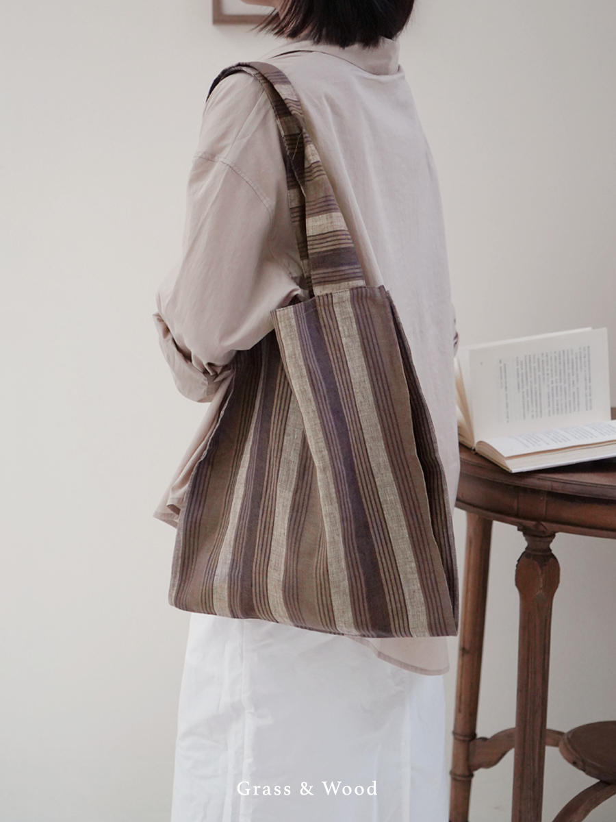 Grass&Wood单肩包竖条纹大随性