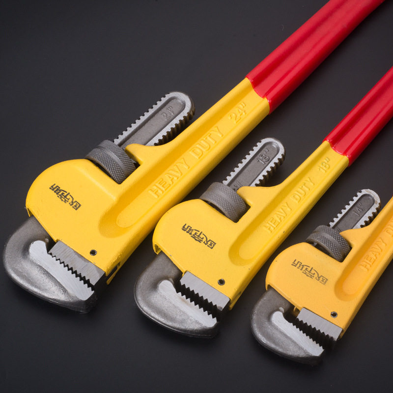 欧帝斯美式沾塑柄重型管子钳沾塑管子钳扳手水管钳8-48寸公制工具