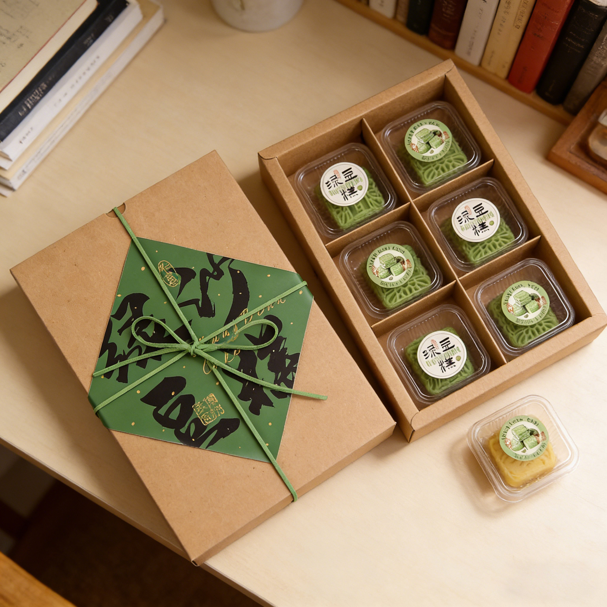 复古牛皮纸盒绿豆糕礼盒点心糕点饼干蛋黄酥通用包装盒方形贴纸盒