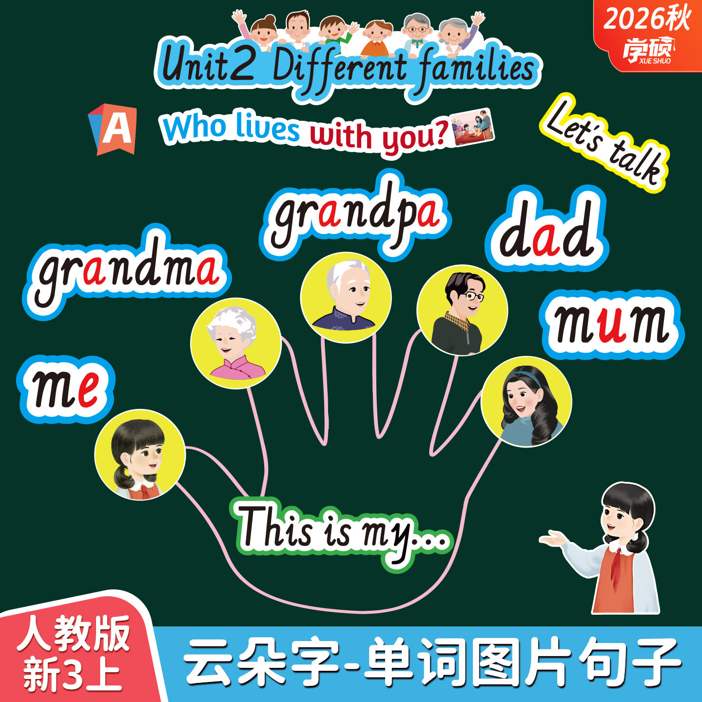 新人教版英语三年级单词卡片句子图片