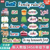 2026春PEP新人教版 小学英语三五六四年级下册单词句子板书贴教具