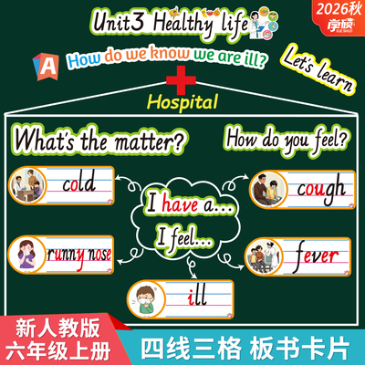 人教版小学英语六上单词句子卡片