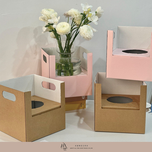 【欢喜物】春夏日常瓦楞双侧手提鲜花礼盒盆栽花瓶插花礼袋花盒