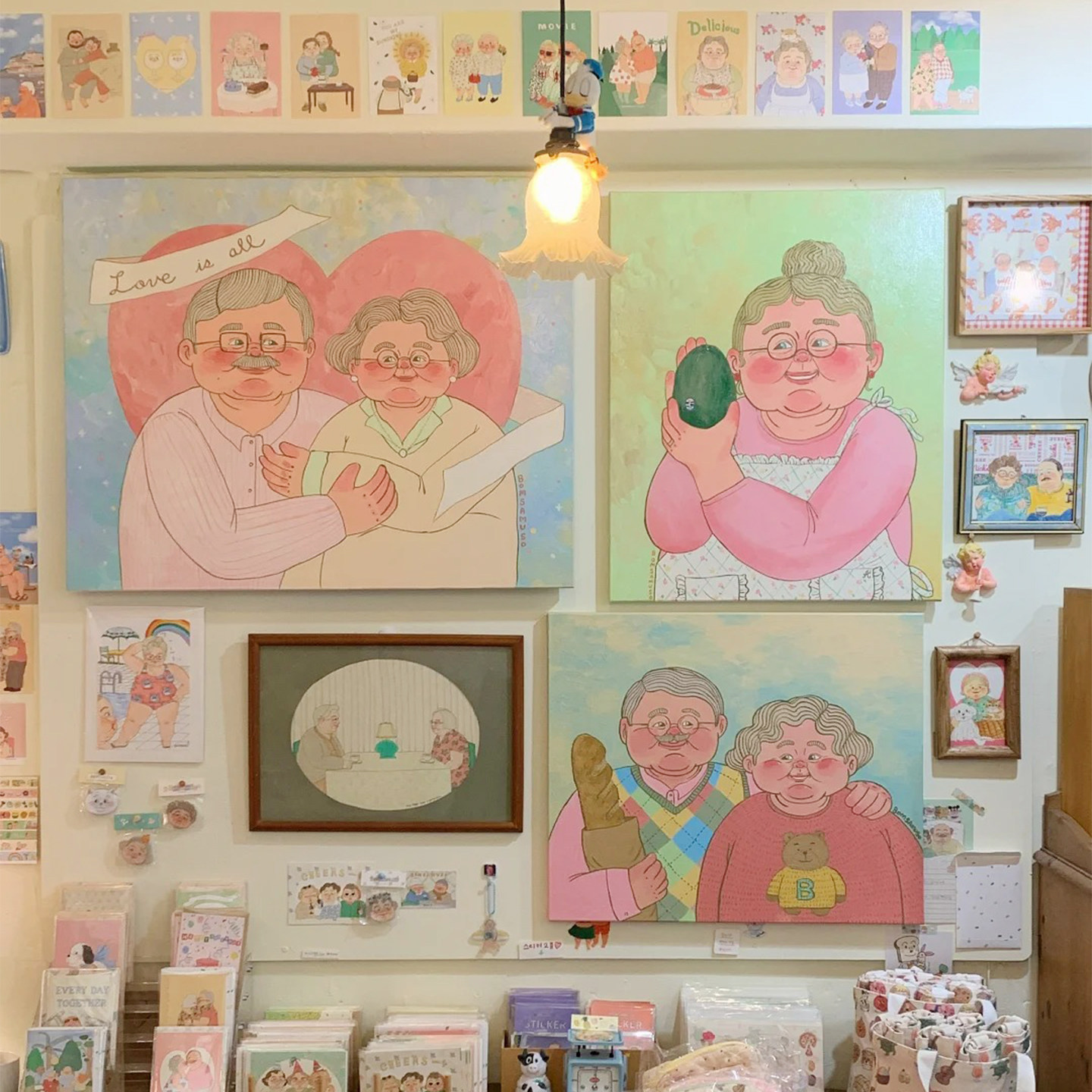 老夫老妻多巴胺客厅装饰画治愈系图片