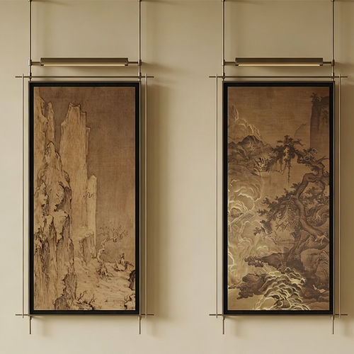 装饰画侘寂风客厅原木山水
