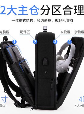 电脑双肩包适用华硕天选神舟战神联想拯救者r7000p机械师15.6雷神911戴尔外星人17.3笔记本16英寸防盗背包男