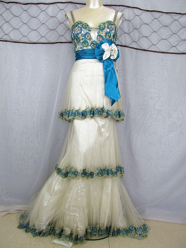 魅惑实拍法国原单重工网纱钉珠吊带拖尾晚礼服宴会演出连衣裙孤品,女装/女士精品,礼服/晚装,淘宝优惠券,粉丝福利购,淘宝优惠卷