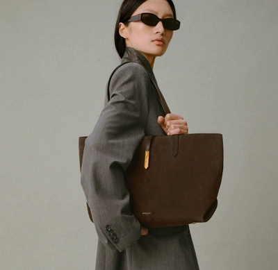 跨境demellier大容量托特包磨砂真皮质感时尚通勤简约单肩腋下包