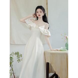 法式领证小白裙奶系穿搭夏天裙子女夏白色连衣裙女高级感气质