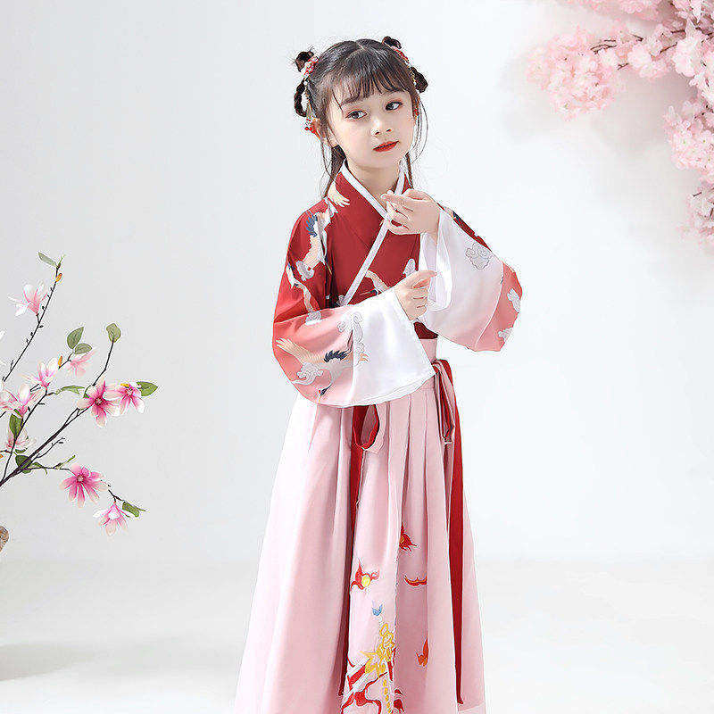 儿童汉服女仙鹤超仙中儿童古装襦裙小女孩古风唐装套装演出服