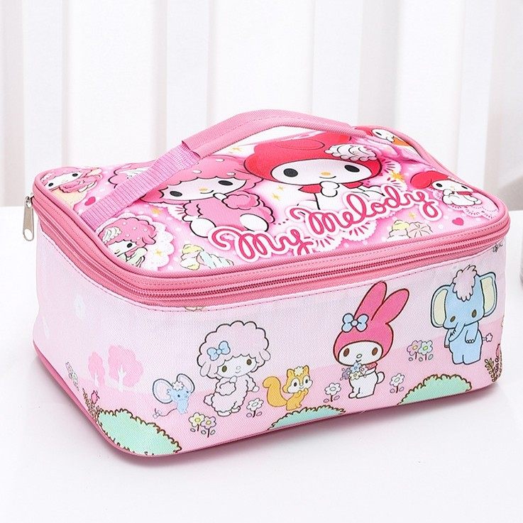 美乐蒂学生饭盒袋卡通扁平保温袋手提包铝箔防油防水便当袋带饭兜
