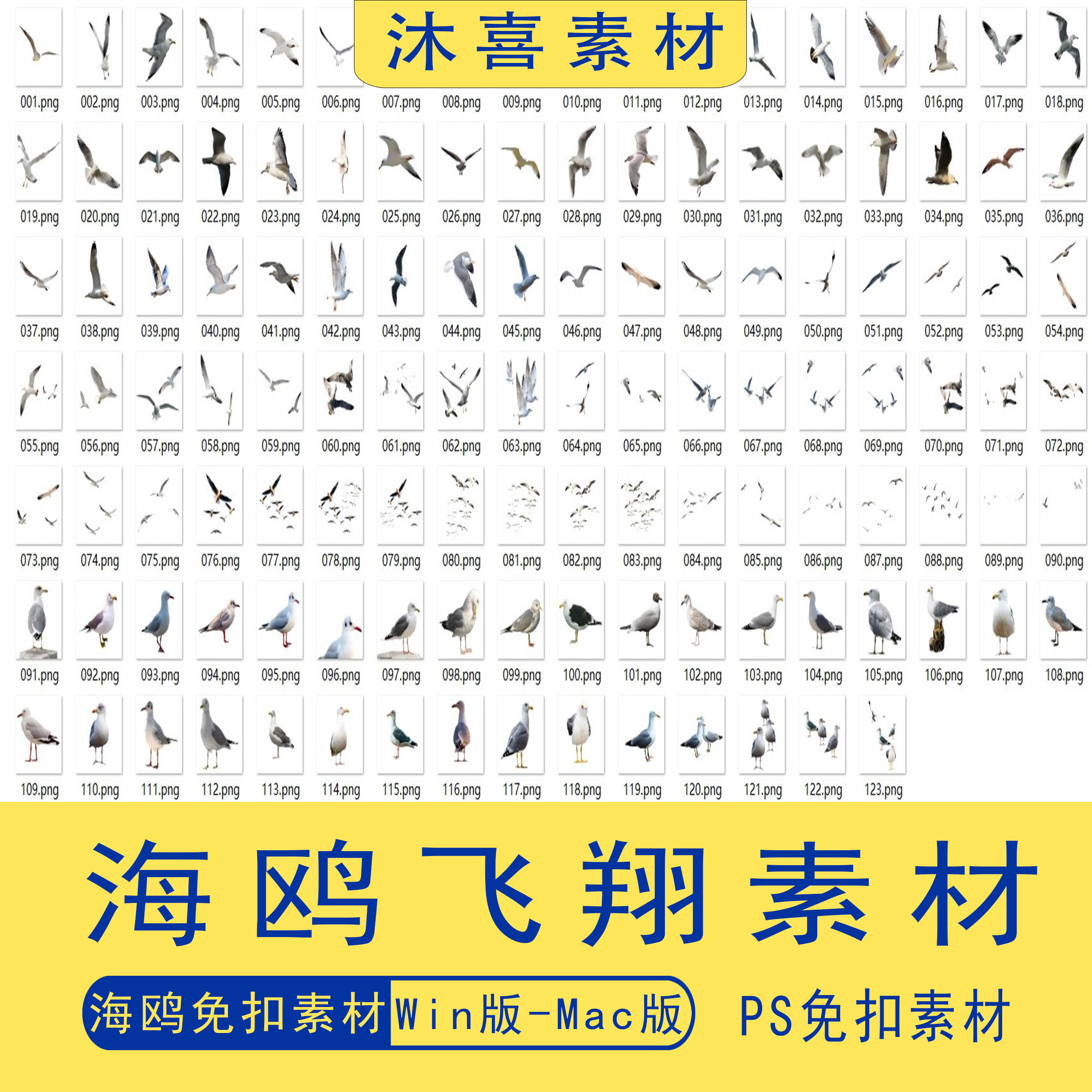 ps海鸥飞翔素材海鸟白色鸟群装饰PNG格式后期增效免扣透明图素材