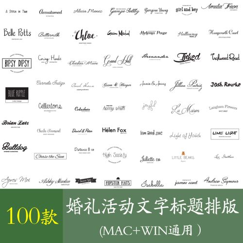100款PSD文字标题婚礼活动字幕pr排版后期自用logo等fcpx水印素材