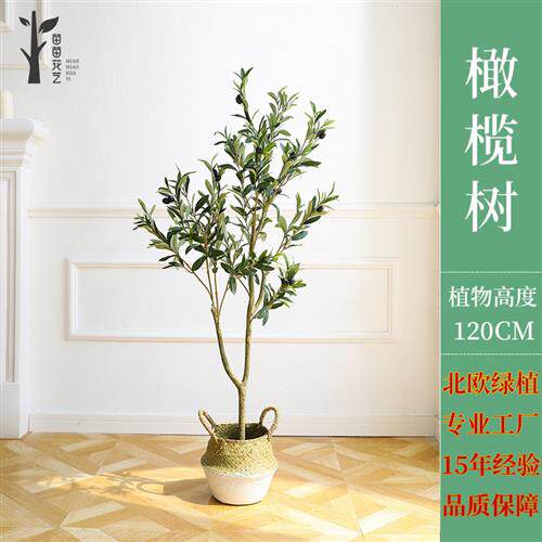 仿真植物橄榄树北欧风造型绿植盆栽家具室内装饰摆件高仿真仿真花
