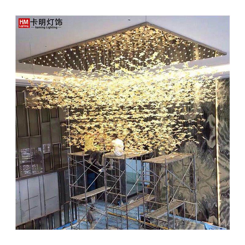 枫叶飞鸟树叶石头羽毛四角海星玻璃吊灯售楼中心沙盘美容院会所灯
