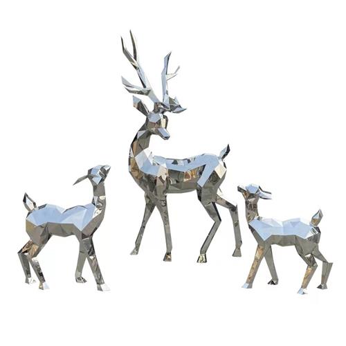 不锈钢雕塑定制镜面鹿月亮金属景观小品地球仪鲸鱼海豚广场校园