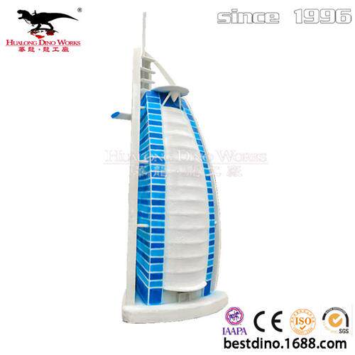 仿真玻璃钢著名建筑物帆船酒店模型采用天然树脂塑形防水耐寒.