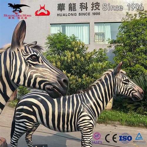 大型仿真粘毛斑马动物动态模型摆件年专业生产制作厂家