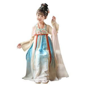 汉服女童儿童演出服古装襦裙新款小女孩中国风公主连衣裙古风超仙