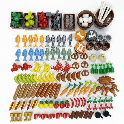 食物水果积木配件创意DIY通用MOC儿童益智拼装玩具兼容乐高小颗粒