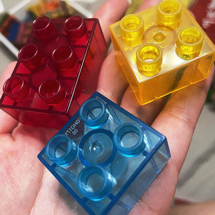 大颗粒积木2x2厚4孔基础块配件散件幼儿园培训机构玩具积木透明件