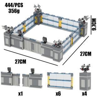 军事场景积木拼装玩具男孩MOC小颗粒模块化要塞基地设施墙体模组