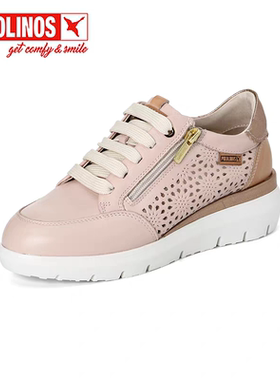 Pikolinos派高雁25春季牛皮系带平底深口拼色运动鞋PS252704