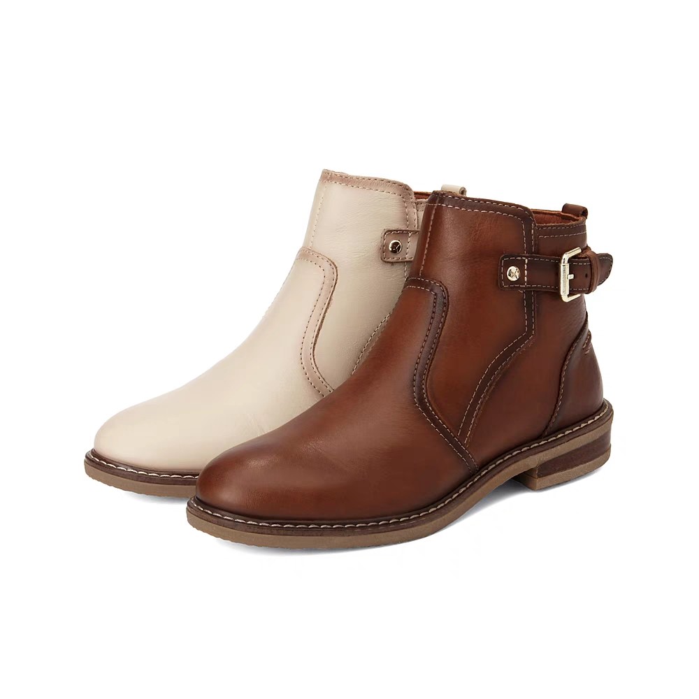 Pikolinos派高雁冬季擦色牛皮圆头粗跟低跟纯色时尚踝靴PA17901,女鞋,切尔西靴,淘宝优惠券,粉丝福利购,淘宝优惠卷