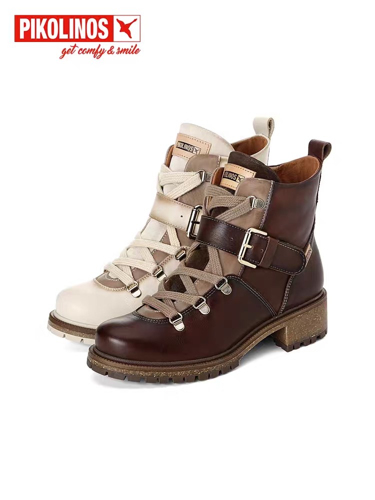 Pikolinos派高雁冬季多材质拼接圆头粗跟舒适马丁靴女靴PA222207,女鞋,马丁靴,淘宝优惠券,粉丝福利购,淘宝优惠卷