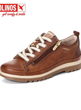 Pikolinos派高雁秋季多材质拼接深口系带侧拉链平底单鞋PL240304