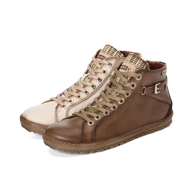 Pikolinos派高雁冬季多材质拼接圆头平底系带拼色踝靴PA231307,女鞋,马丁靴,淘宝优惠券,粉丝福利购,淘宝优惠卷