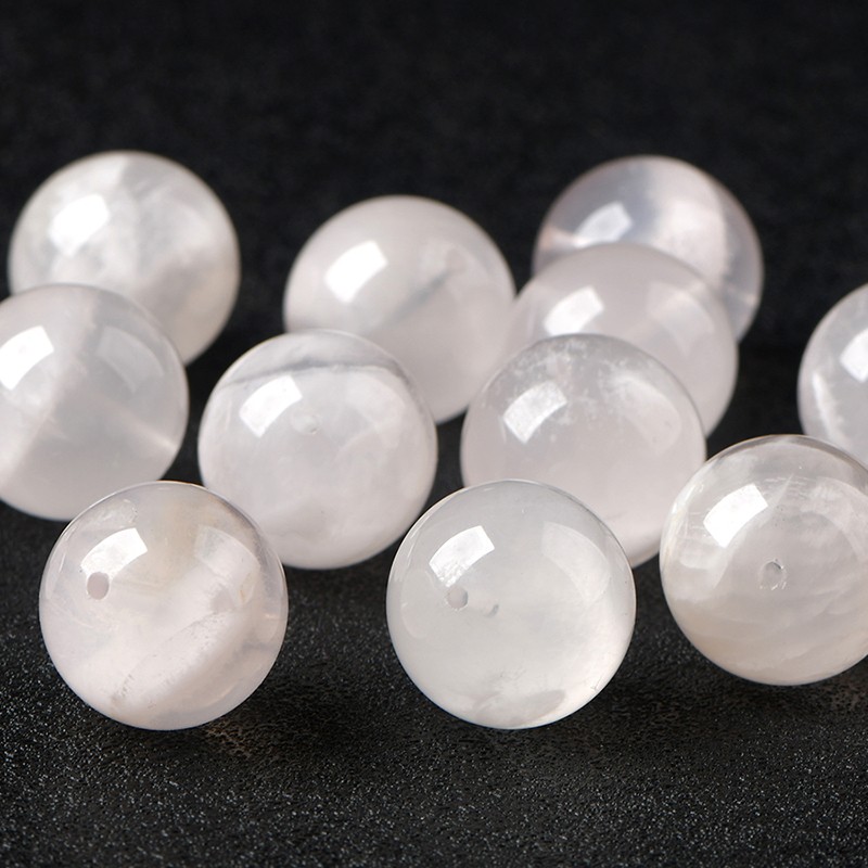 2025天然雪花幽灵粉樱花云母丝水晶手串女diy手工散珠饰品配件大
