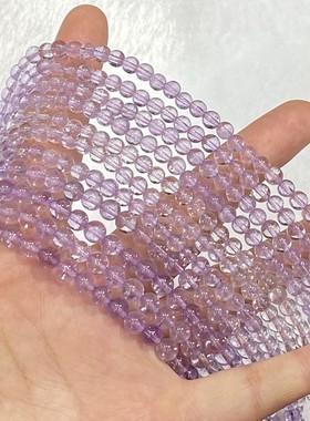 2025天然薰衣草紫水晶三圈手链女时尚小颗粒简约5mm多圈手串饰品