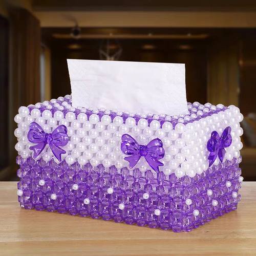 diy创意手工串珠蝴蝶结纸巾盒材料包抽纸盒家居汽车摆件饰品工艺