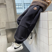 秋冬长裤 中大童秋冬款 一体绒运动束脚裤 男童加绒裤 儿童休闲卫裤 潮