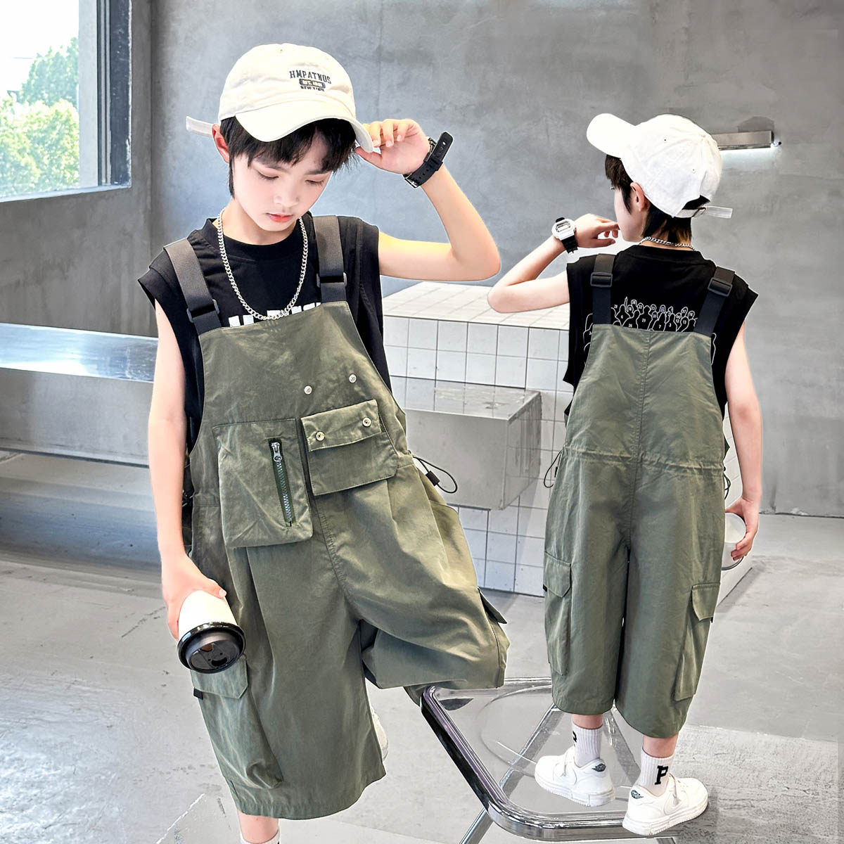男童裤子儿童夏季韩版休闲工装背带裤男孩2026新款百搭吊带裤子潮