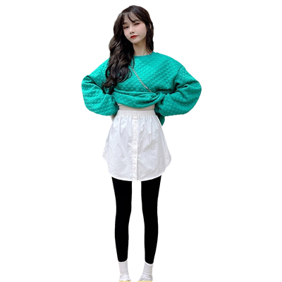 百搭衬衫屁帘打底神器网红同款百搭秋冬季遮臀大码叠穿外搭小白裙