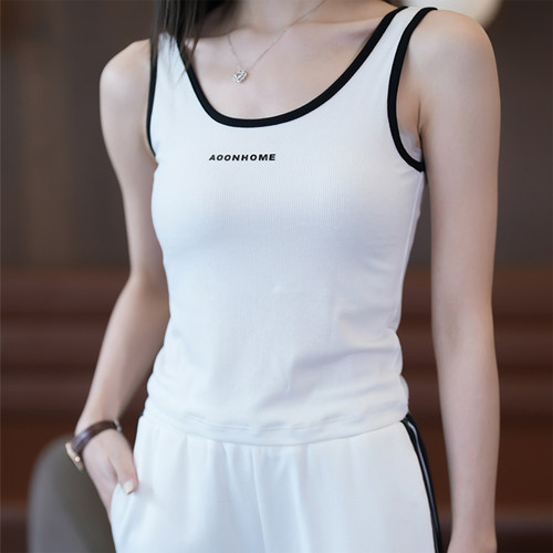 白色运动小背心U形美背