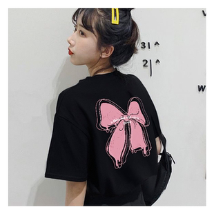 短袖短款上衣女夏正肩t恤2025新款纯棉百搭辣妹甜美法式掐腰上衣