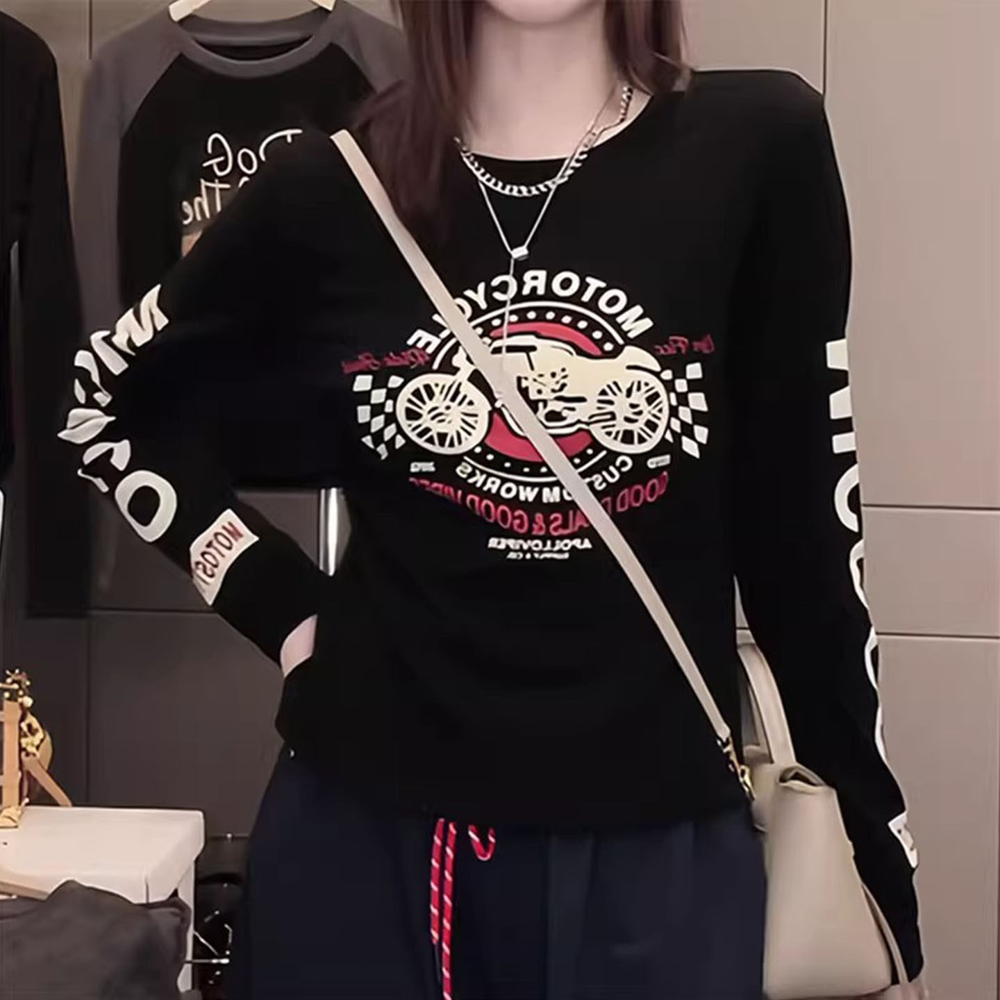 纯棉辣妹字母印花长袖t恤女新款春秋季修身显瘦内搭打底衫上衣女,女装/女士精品,T恤,淘宝优惠券,粉丝福利购,淘宝优惠卷