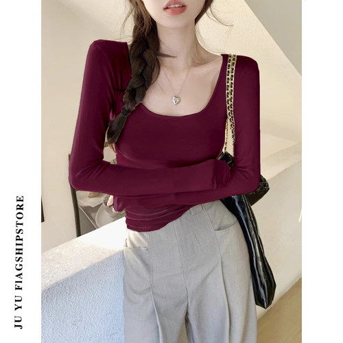 2024新款纯欲U领打底衫女秋