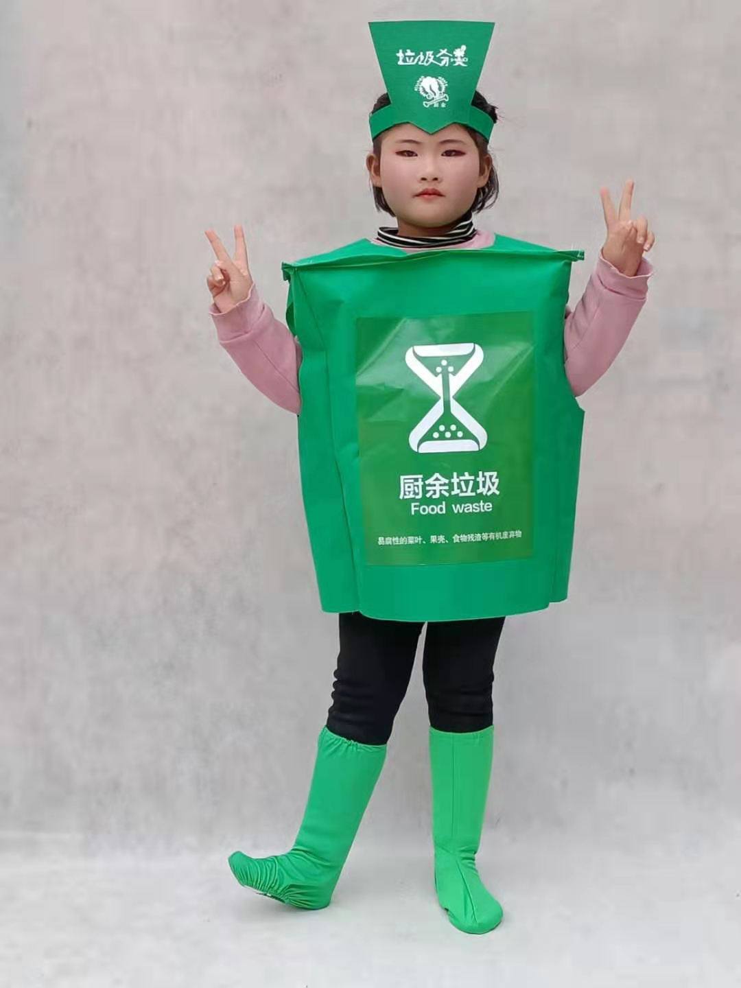 儿童垃圾分类表演服幼儿园环保服装儿童时装秀垃圾桶服装亲子服装