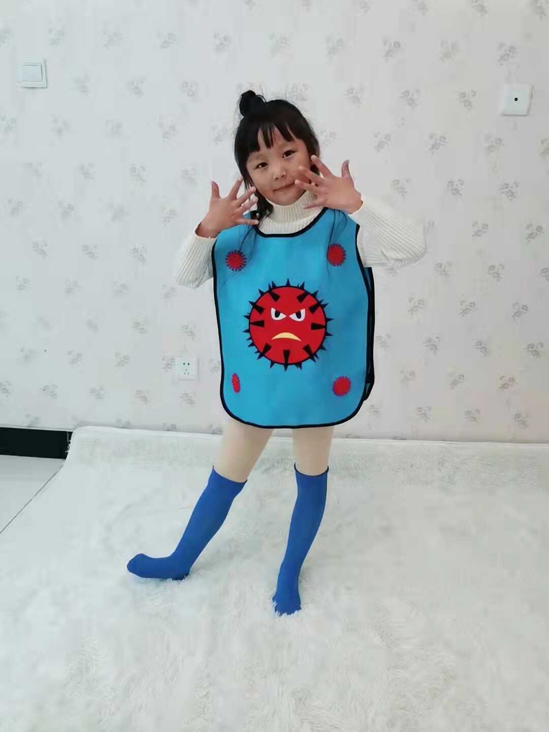 抗疫病毒表演服细菌衣服儿童细菌冠细菌状病毒幼儿园童话剧演出服