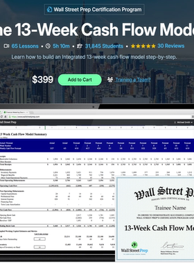 WSO/WSP/BIWS 13-Week Cash Flow Modeling现金流估值建模课程